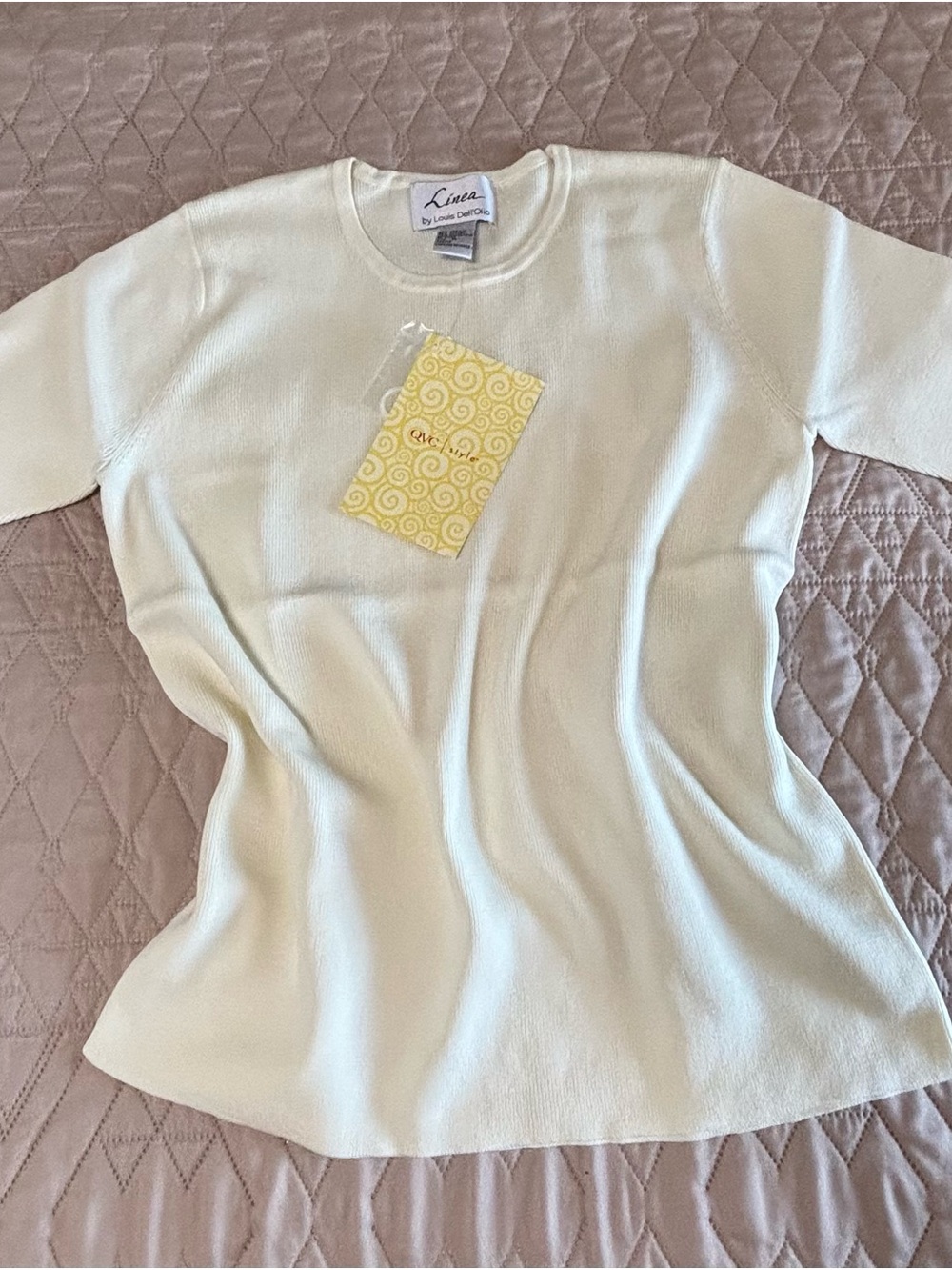 Linea by Louis Dell'Olio Soft Cream Short-Sleeve Knit Top
